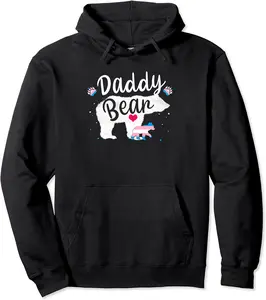 Trans Daddy Bear Proud Dad Rainbow Transgender Father's Day Pullover Hoodie - Keylamartine Shop 22B0B1Q25255