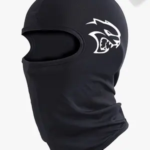 Hell Cat Unisex Ski Mask Balaclava in Red & Black with Graphic Design, Durable Polyester for Cold Weather Use