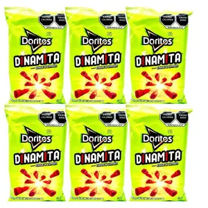 Doritos Dinamita Chile Limon, Sabritas Chips, 6 Small Bags - Traditional Mexican Chips, Spicy, Citrus Snack Crunchy