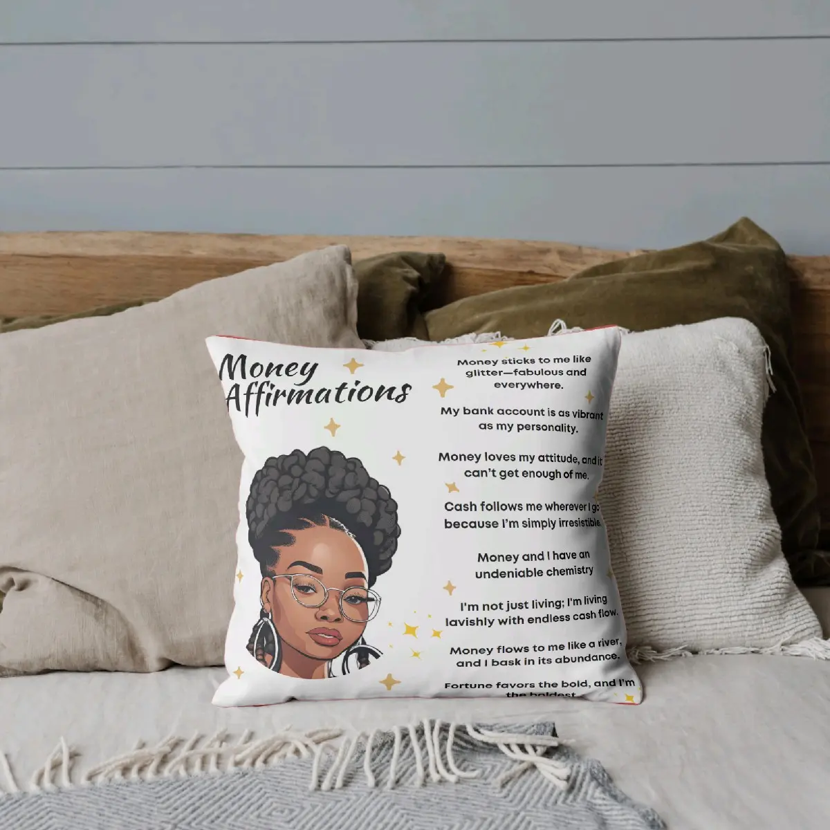 Money Affirmation Pillows for Positive Thinking and Self-Care