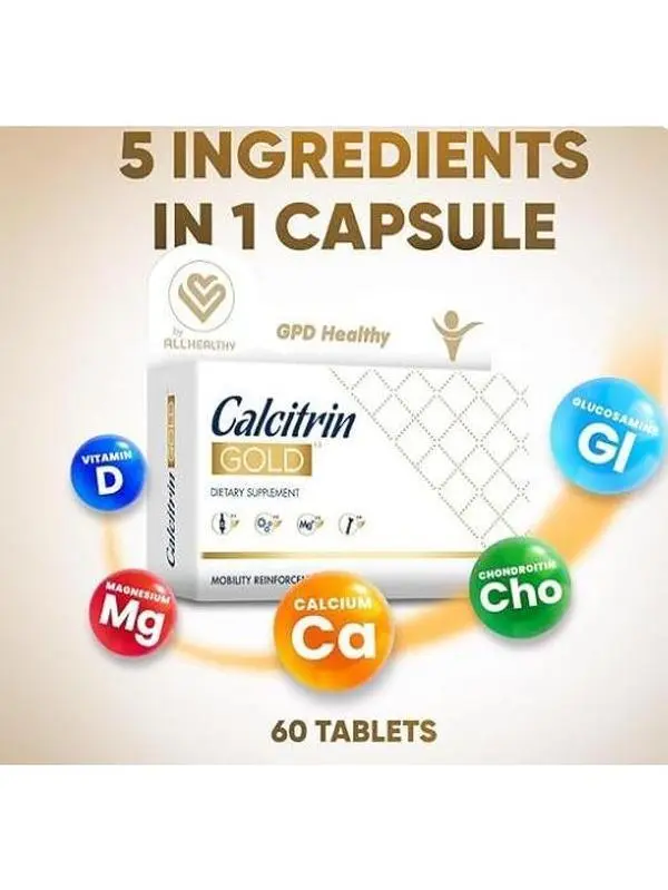 Calcitrin Gold Calcium Vitamin D3 Magnesium Supplement, 60 Tablets, Supports Healthy Bones & Joint Mobility