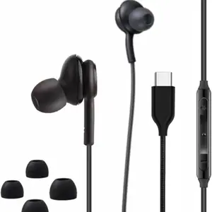 OEM Quality Type-C In-Ear Wired Headphones, Noise Cancelling HiFi Audio Earbuds, Portable Electronic Device with Secure Grip for Workout Use