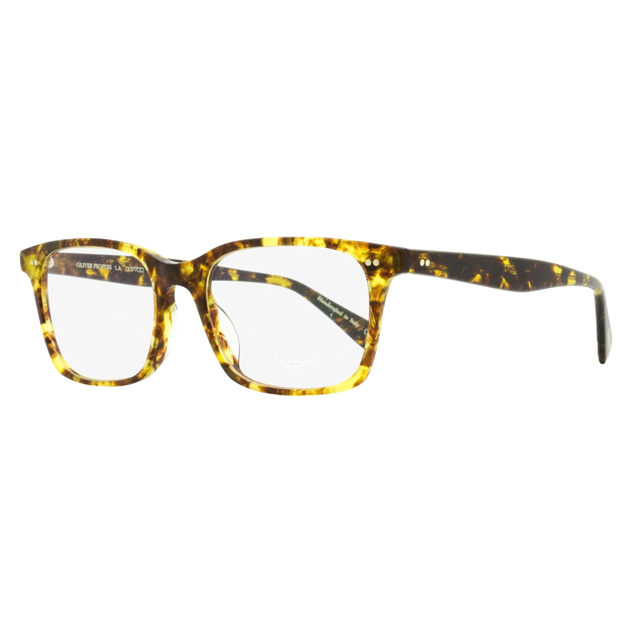 Oliver Peoples Nisen Men's Classic Rectangle Eyeglasses, Thin Acetate Optical Frame in Havana, Handcrafted Specialty, Adult, 54mm, Demo Lenses Included
