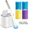 Nifogo Disposable Toilet Brush, Practical Toilet Bowl Wand & Holder Kit, 24 Cleaner Refills Supplied, Space-Saving Wall Mount, Multipurpose for Full Bathroom Cleaning