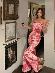 Summer New High-End Vintage Floral Print Halter Dress, Elegant Lady Style, Trendy Fashion for Women, Perfect for Warm Weather