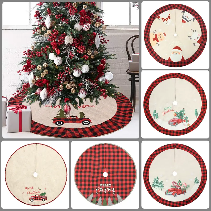 Luxurious Fabric Round Christmas Tree Skirt (36-48 in) - Decorative Tree Base Cover, Home Holiday Indoor Decoration, Prayer Room Festive Party Supply