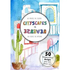 USED-Coloring Books For Adults - 54 Pages City Scapes Art Pattern - Reverse Coloring Book, You Draw The Line Doodle - Activities For Anxiety Relief Calming Meditation - Mindfulness Gifts By Central 23