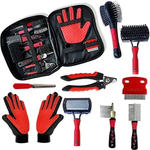 8 in 1 Professional Dog Cat Grooming Kit w/ Bag Brush Comb Nail Clipper