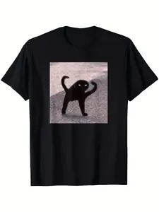 Cursed Cat Meme T-Shirt - Featuring an Angry Flexing Cat Graphic, This Soft And Breathable Regular Fit Short Sleeve Tee Is Perfect for Casual Wear And Makes a Great Gift for Halloween And Christmas (In Black).Comfortable for Everyday Use