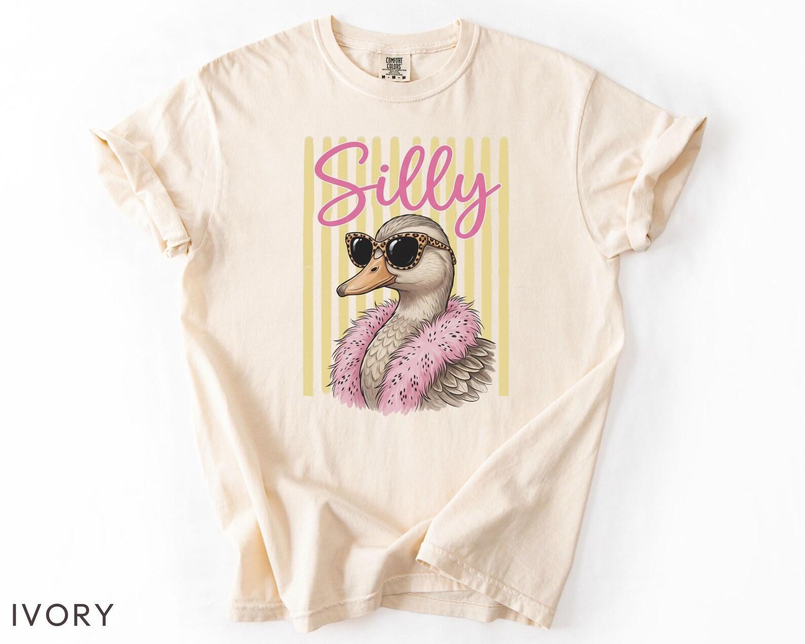 Comfort Colors Silly Duck T-Shirt, Funny Diva Duck Graphic Tee, Sassy Animal Shirt, Retro Y2K Pink Feather Duck Gift