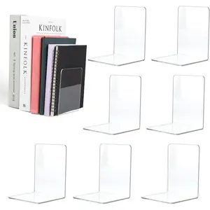 8pcs Acrylic Bookends, Transparent L-Type Bookends, 10 x 10 x 13 cm, Universal Bookend, Holder, as Stand for Offices, Libraries, Bedrooms summervibes