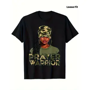 Prayer Warrior Black Woman Camo Shirt Christian Faith Religious T-Shirt