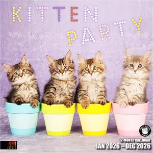 Select - Kitten Party 2026 Wall Calendar 12 Month | 12" x 24" Open | Thick & Sturdy Paper | Giftable | Cute Kitten  Calendar 2026