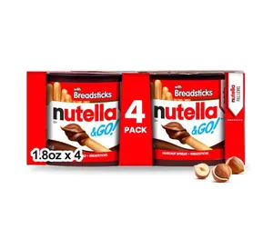Nutella & GO! 4 Pack, Hazelnut and Cocoa Spread with Breadsticks, Snack Cups, 1.9 oz Each