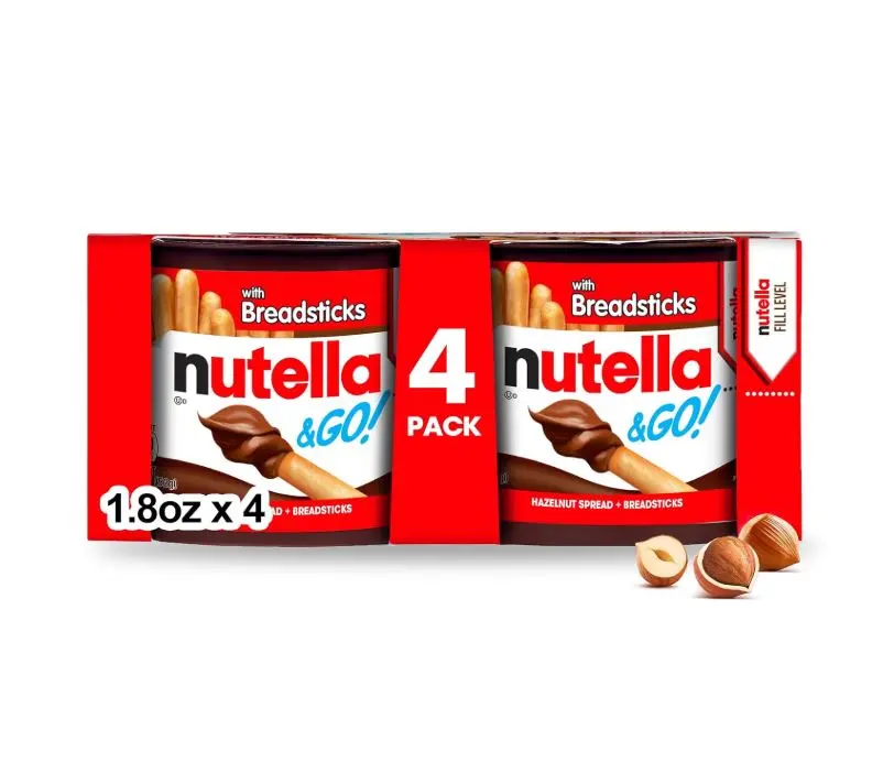 Nutella & GO! 4 Pack, Hazelnut and Cocoa Spread with Breadsticks, Snack ...
