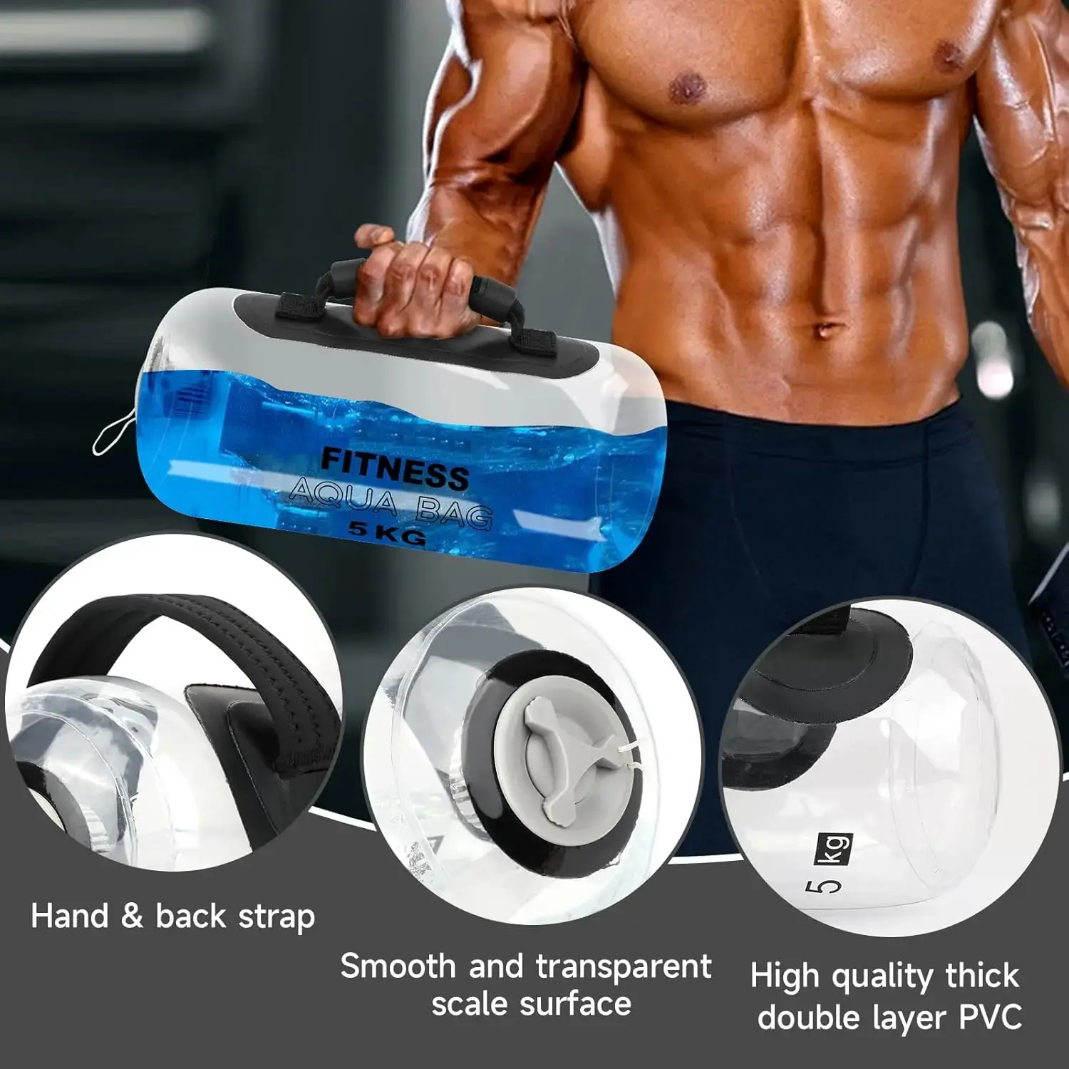 20kg Weight-Bearing Water Bag - Portable, Lightweight, Leak-Proof Unisex Home Gym Iron Plate Alternative for Fitness Enthusiasts