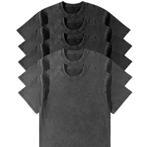 5 Pack Oversized Tshirts for Men Gym Vintage Heavyweight Cotton Workout Acid Wash Baggy Tees Short Sleeve