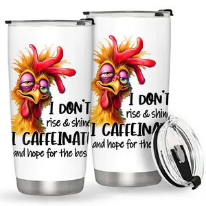 Rooster Pattern Tumbler, 20oz/590ML Insulated Travel Coffee Mug with Lid, Insulated Cup, Funny Gifts, Unique Gifts for Men, Women, Birthday Gift, Drinkware