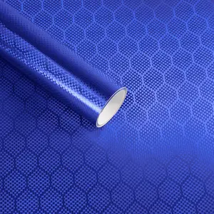 Honeycomb Carbon Fiber Vinyl Wrap, Chrome Hexagon Cast Vinyl Film for Almost  and  Exterior Interior, Self-Adhesive  Wrap Stickers (Blue, 1ft x 5ft)
