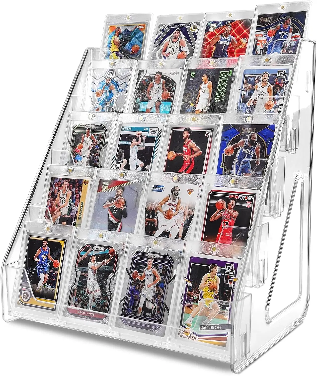 5-Tier Sports Card Display Stand, Vertical Tabletop Holder for Baseball/Basketball Graded Cards, Snap-On Assembly for PSA BGS SGC Slabs (1 Pack)