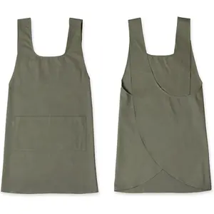 Hudson Durable Goods Cotton Cross Back Apron for Women - Seamless Crossover Style Smock Apron