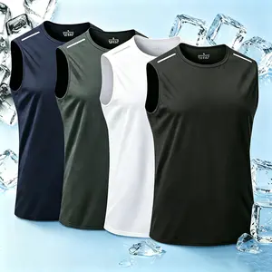 Men’s summer outdoor casual tank top—solid-color sleeveless men’s outdoor apparel for hiking and leisure activities, made from polyester knit fabric that is cool, breathable, quick-drying, and soft and comfortable. A multifunctional fitness garment suitab