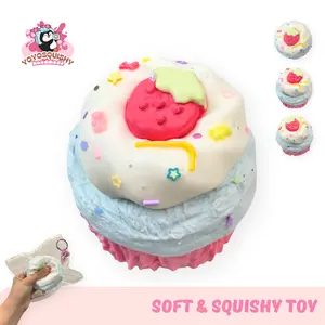 YOYOSQUISHY Strawberry Cupcake Taba Squishy Toy Soft Sweet Adorably Squishy Handmade Food-Grade Silicone Stress Reliever Kawaii Gift-Ready Box Frozen Butter Texture