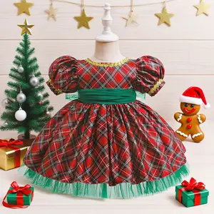 119 Christmas children's clothing autumn new girls dress cute sweet style with bow Christmas New Year gift