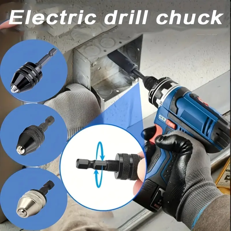 Drill Bit Adapter with 1/4 Hex Shank - 3Pcs Small Drill Chuck Extensions for Power Tools Impact Driver (0.6-8mm, 0.3-3.6mmX2)