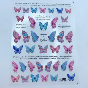 Sticker Butterflies nail art design decal 1 sheet