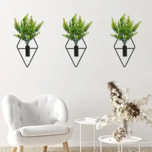 3 Pieces Wall Decor Hanging Planters with Artificial Plants Metal Hanging Vase Indoor Plants Holder Modern Boho Wall Art for Bathroom Bedroom Living Room Decor (NO Incluuding Screw) outdoorfun