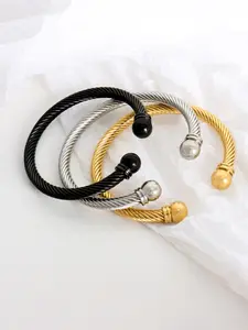 Stainless Steel Twist Cord Open Bracelet, Elegant Minimalist Bangle, Unisex Gift Jewelry, Sporty & Daily Wear Accessory, Multiple Colors Available