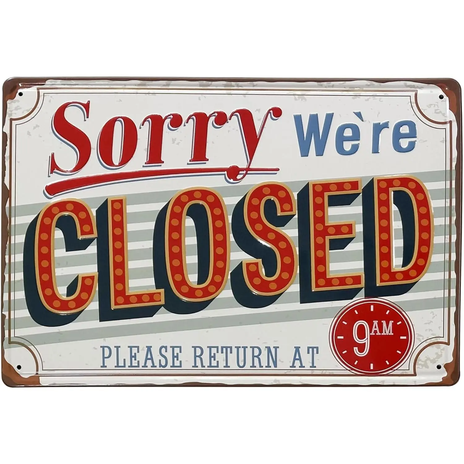 Retro Metal Tin Signage, "Come in We're CLOSED" Wall Art Door Decoration, 12x8 in