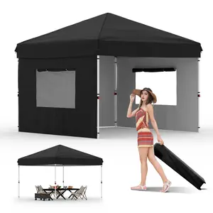 10x10 FT Heavy Duty Pop Up Canopy Tent with 1 Removable Mesh Sidewalls, Commercial Shelter for Events, Parties, Camping