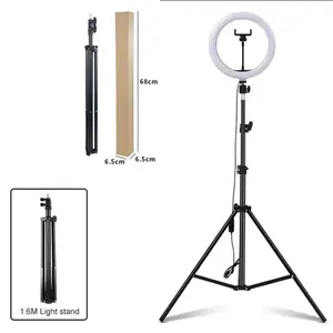 Ring Light Tripod - Black Tripod for Circular Light, Dimensions 68cm x 6.5cm x 1.6M, Ideal for Phone and Selfie Use (only tripod)
