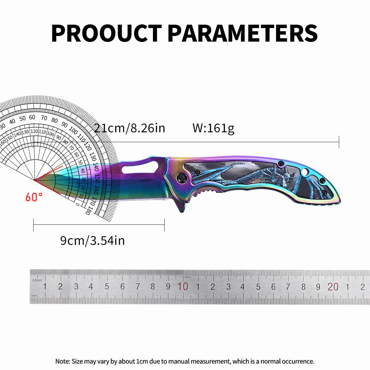 Tactical Iridescent Folding Pocket Knife, Essential Outdoor Survival EDC Tool
