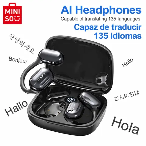 [2026 Upgraded] MINISO MS162 Translator Earbuds - 135 Language Real Time AI Translation, Wireless Bluetooth Open Ear Earbuds, 8-Hour Battery, 50-Hour Charging Case, 1.5-Hour Charging Time, Hi-Fi Stereo Sound, IPX5 Water Resistant, for iPhone & Android