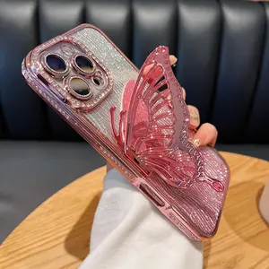 Butterfly Design Phone Case, Rhinestone Decor Phone Protective Cover, Durable Phone Accessory Compatible with iPhone 11 12 13 14 15 Pro Max, Casing, Protector