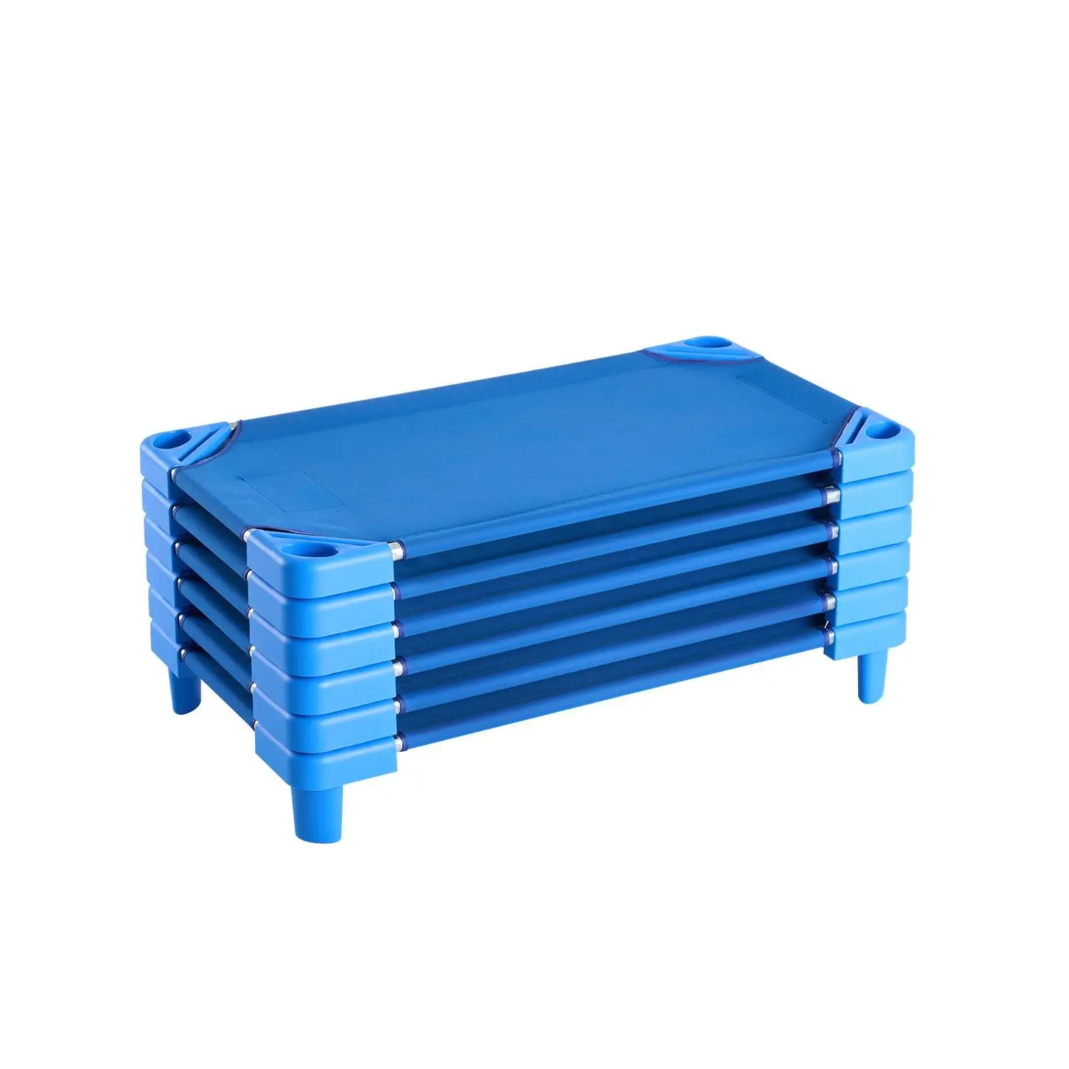 VEVOR Stackable Kiddie Cot, Pack of 6,  Portable Toddler Nap Cots, Standard Size 40" L x 23" W Daycare Cots for Kids, Preschool Classroom Daycare Beds for Sleeping, Resting, Naptime, Blue