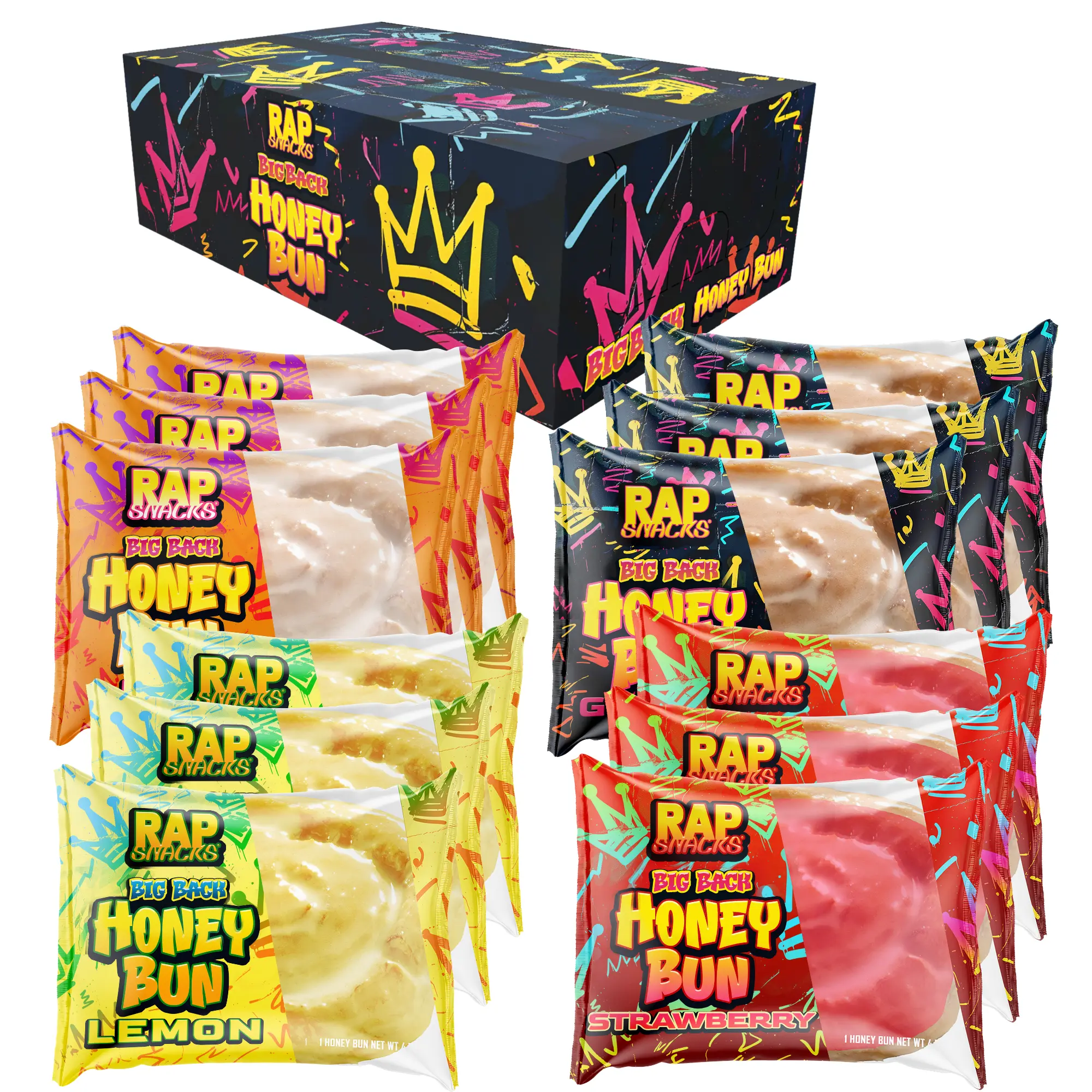 Rap Snacks Big Back Honey Buns Variety Pack (12 Pack)