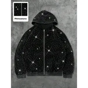 Unisex Hooded Rhinestone Sweatshirt, Casual Fashion, Warm & Comfortable, Perfect for Fall/winter, Daily Wear & Outdoor Activities