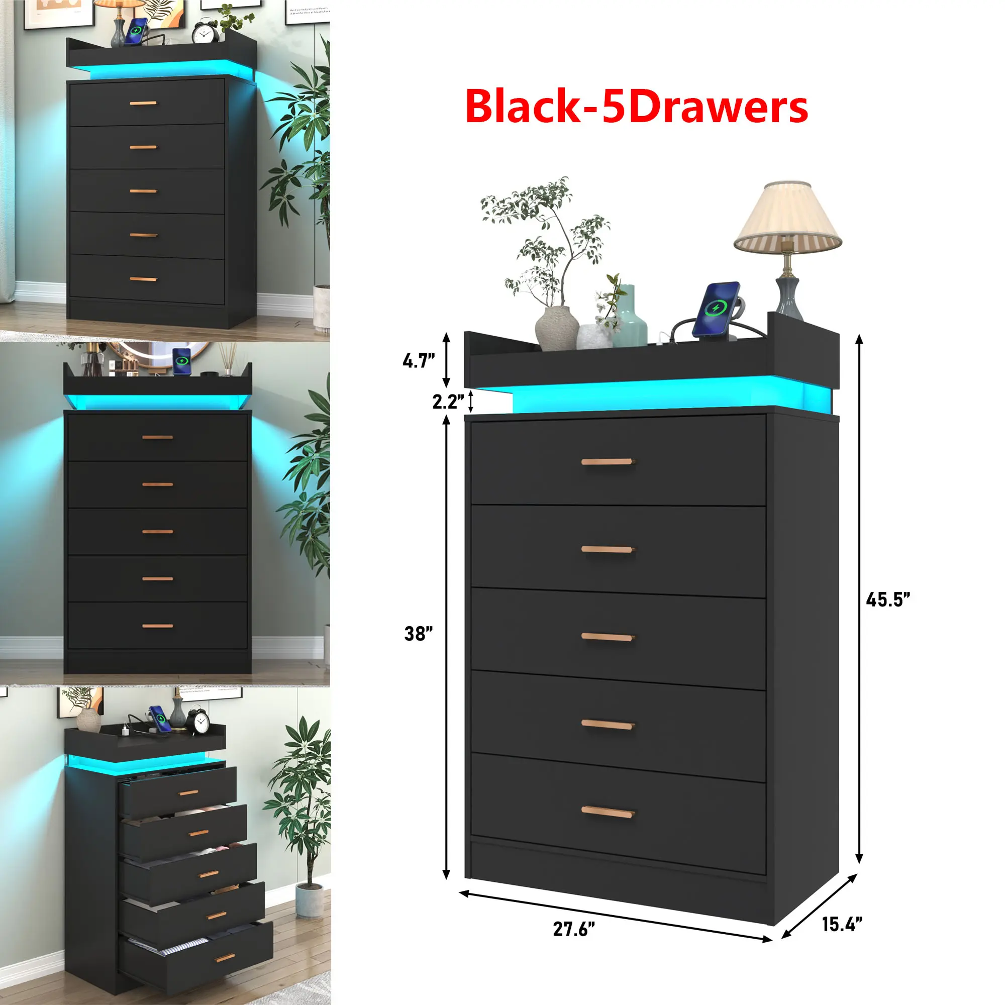 Black-5 Drawers