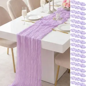 Cheesecloth Table Runner,1 Pieces Light Purple Cheesecloth Table Runner Bohemian Gauze Fabric Table Runner Rustic Sheer Runner for Wedding Birthday Baby Shower Party Boho Table Decoration（Light Purple）