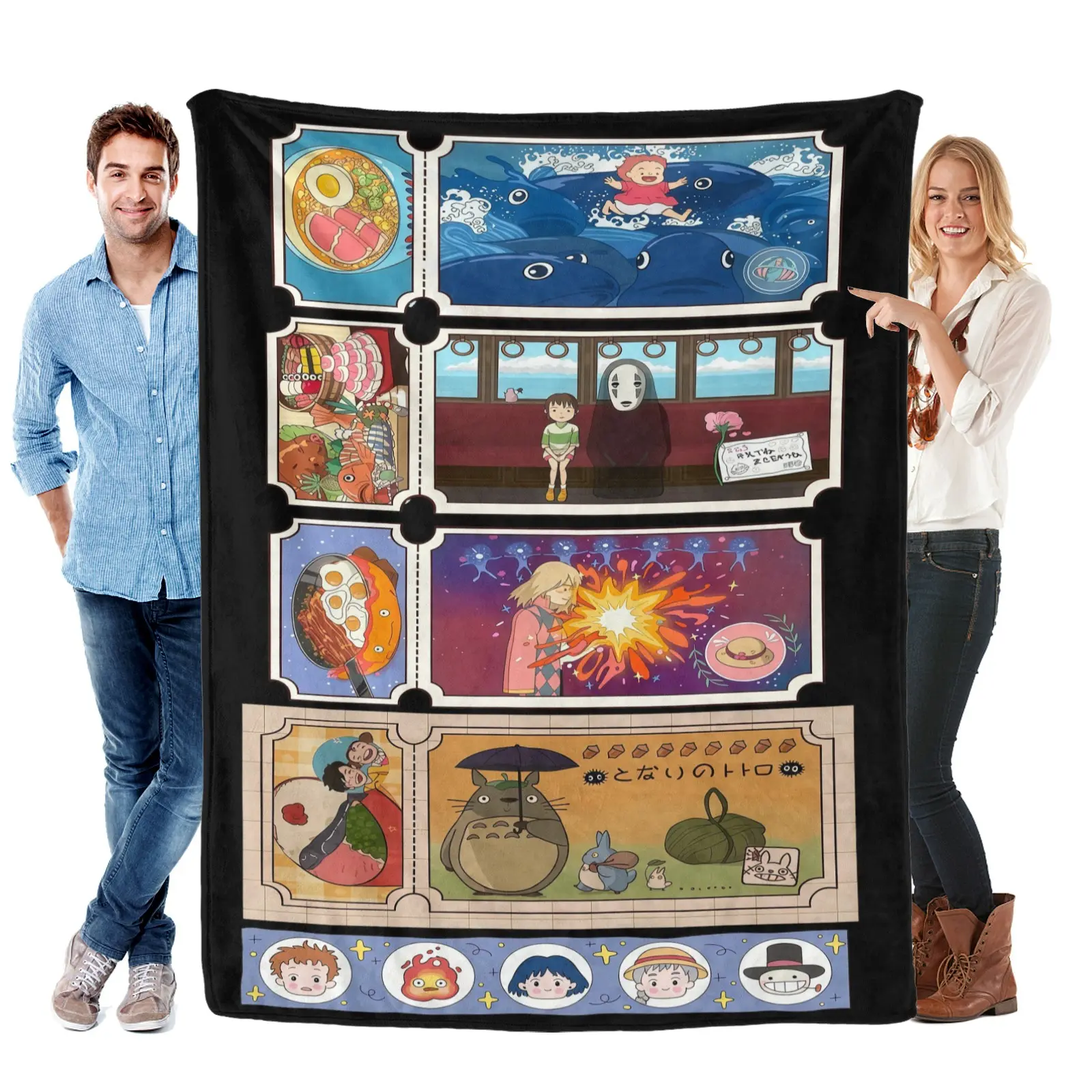 Studio Ghibli Themed Blanket   Super Soft Flannel Blanket, an Ideal Gift For Children and Enthusiasts on Special Occasions. Perfect For Use at Home, Office, Outdoors and Parties.