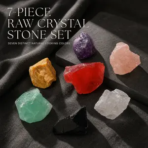 7 Chakra Healing Stones Kit for Beginners, 7-Piece Assorted Raw Crystal Collection with Irregular Unpolished Mineral Specimens for Meditation, Home Desk Decor, Crafts, Collecting and Gift Giving