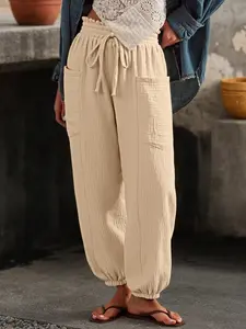 Women's Autumn Winter Casual Sport Vacation Long Pants  Women's Elastic Waist Joggers with Pocket