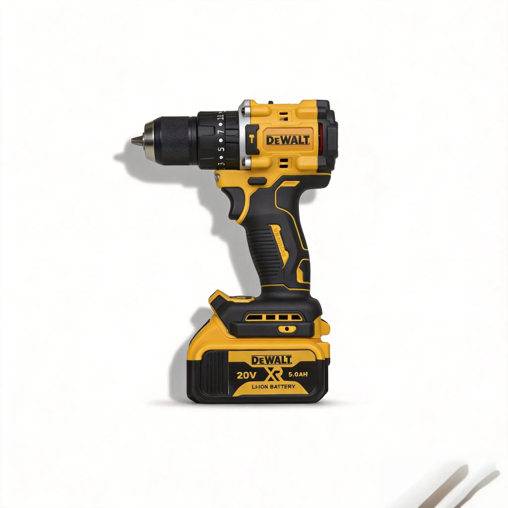 DEWALT DCD794 brushless drilling rig, 20V rechargeable design, 1/2 inch tooth keyless chuck, maximum 74Nm hard drilling torque, equipped with 2.0Ah battery and charger, suitable for steel frame installation DEWALT DIY drill