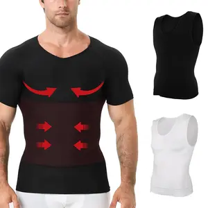 Men's Compression Shirt, Body Shaping Short Sleeve Hide Gynecomastia Chest Underwear for Tummy Control