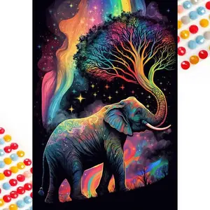 Elephant & Tree Pattern DIY Diamond Arts Colorful Painting Kit without Frame, DIY 5D Diamond Arts Colorful Painting Kit, Wall Art Decor for Home