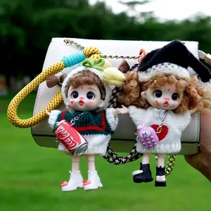Cute OB11 Mini Dress-Up Doll Keychain Blind Box - Handwoven Sweater Art Toy Bag Charm & Desk Ornament, Collectible Princess Gift For Ages 14+ Only (Not Suitable For Kids)